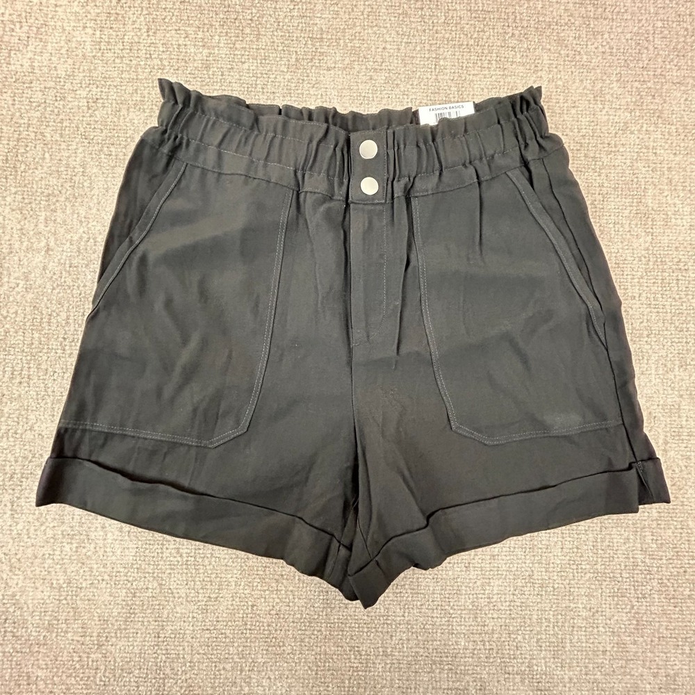 INC International Concepts‎ Mom Shorts Womens 4 Deep Black High Rise Cuff Hem